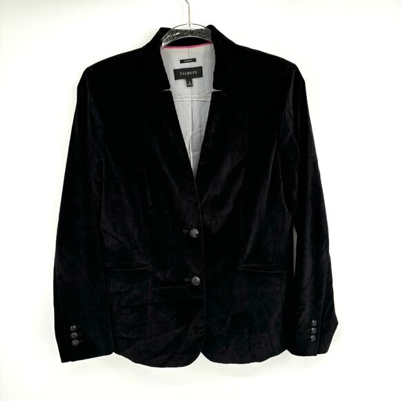 Talbots Aberdeen Black Velvet Two Button Cocktail Blazer Size 8 - Picture 1 of 9